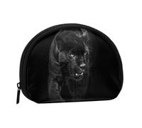 Petit porte-monnaie semi-circulaire imprimé libellule bleue avec fermeture éclair, mini pochette portable pour enfants pour homme et femme, Panthère animale., One Size, Demi-cercle