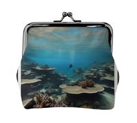Petit porte-monnaie sous-marin avec vue sur l'océan pour homme et femme, noir, One Size, Vintage
