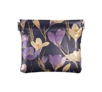Petit porte-monnaie tendance en cuir avec fermoir pour homme et femme Noir Violet