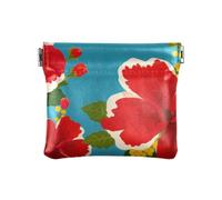 Petit porte-monnaie tendance hawaïen en cuir PU avec fleurs rouges pour cartes et clés - Organiseur de voyage pour homme et femme