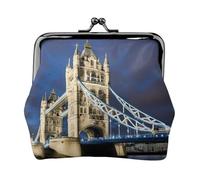 Petit porte-monnaie Tower Bridge à Londres avec imprimé pour pièces de monnaie, porte-cartes, porte-monnaie, petit portefeuille pour homme et femme, noir, One Size, Vintage