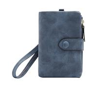 Petit portefeuille à deux volets en cuir pour femme avec dragonne et emplacements pour cartes d'identité, fenêtre et fermeture éclair et poches pour ordinateur portable (BU2, taille unique)