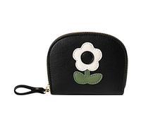 Petit portefeuille à deux volets en cuir pour femme avec emplacements pour cartes, fenêtre pour carte d'identité, sac à main, portefeuille pour téléphone avec anneau adhésif (noir, taille unique)