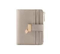 Petit portefeuille à deux volets en cuir souple avec fenêtre pour carte d'identité et poche à monnaie pour femme, taupe, Petits portefeuilles en cuir à deux volets