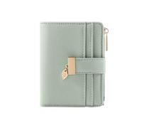 Petit portefeuille à deux volets en cuir souple avec fenêtre pour carte d'identité et poche à monnaie pour femme, vert, Petits portefeuilles en cuir à deux volets