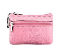Petit portefeuille à fermeture éclair avec clé en cuir pour femmes et adolescents, rose, Taille unique
