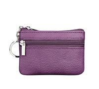 Petit portefeuille à fermeture éclair avec clé en cuir pour femmes et adolescents, violet, Taille unique