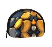 Petit portefeuille à fermeture éclair avec motif galets jaunes imprimés, noir, taille unique, imprimé, Noir , Taille unique, Imprimé