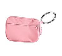Petit portefeuille à fermeture éclair | Portefeuille porte-clés en nylon imperméable pour femme avec fenêtre pour carte d'identité, porte-monnaie, petite pochette pour femme, rose, Refer to