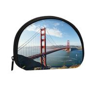 Petit portefeuille à fermeture éclair San Francisco Golden Gate Bridge imprimé porte-monnaie, noir, taille unique, imprimé, Noir , Taille unique, Imprimé