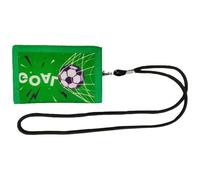 Petit portefeuille à trois volets pour enfants avec lanière zippée et porte-cartes, motif football, Ballon de football côté vert