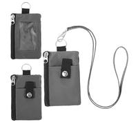 Petit portefeuille anti-RFID résistant à l'eau avec fermeture éclair et porte-badge avec lanière porte-clés et fenêtre pour carte d'identité pour femmes, hommes, garçons et filles, pour cartes, pièces