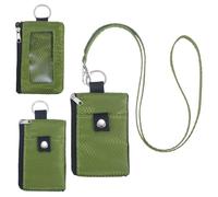 Petit portefeuille anti-RFID résistant à l'eau avec fermeture éclair et porte-badge avec lanière porte-clés et fenêtre pour carte d'identité pour femmes, hommes, garçons et filles, pour cartes, pièces