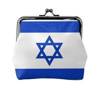 Petit portefeuille avec drapeau israélien pour femme, porte-monnaie pour femme, petit portefeuille pour femme, avec fermeture éclair et fermeture à baiser, noir, taille unique, art déco, Noir , Taille
