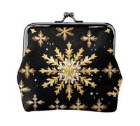 Petit portefeuille de Noël doré avec flocon de neige pour femme, porte-monnaie pour femme, petit portefeuille pour femme, avec fermeture éclair et fermeture à baiser, noir, taille unique, art déco,