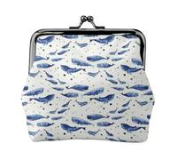 Petit portefeuille de voyage minimaliste imprimé baleine bleue, petite pochette de rangement pour randonnées et excursions en plein air, Noir , Taille unique, Pochette à monnaie