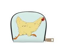 Petit portefeuille en cuir avec fermeture éclair pour cartes de crédit en accordéon pour homme et femme - Motif animaux de la ferme - Poulet, blanc, Taille unique