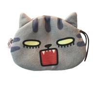Petit portefeuille en peluche à fermeture éclair avec expression du visage pour femmes et filles, Miaou en colère