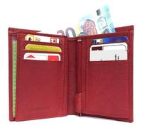 LOLUNA® Petit Portefeuille Classique en Cuir Vachette, Souple et Compact, 2 Volets Pratique pour Placer permis - identité - Cartes - Billet - Monnaie - Idée Cadeau pour Homme et Femme - Rouge