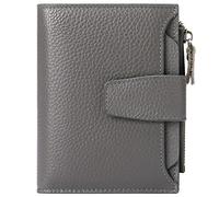 Petit Portefeuille Femme en Cuir Véritable à Trois Volets Porte-Carte Blocage RFID Porte-Carte de Crédit pour Femme avec Fermeture Éclair Poche à Monnaie Compact Mini Porte-Cartes Porte-Monnaie,O