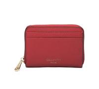 Petit Portefeuille Femme Format Court - Porte-Monnaie Carte Tout-en-Un Similicuir Zippé - Chic Léger - Rouge Foncé