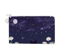 Petit portefeuille fin en toile avec fermeture éclair et porte-clés - Motif poisson et corail, Avec marguerites blanches, Taille unique, Motif :