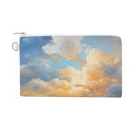 Petit portefeuille fin en toile avec fermeture éclair et porte-clés - Motif poisson et corail, Réfléchissant dans l'eau, Taille unique, Motif :