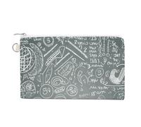 Petit portefeuille fin en toile avec fermeture éclair et porte-clés pour femme Motif scène heureuse de Noël et hiver, Question de mathématiques., Taille unique, Motif :