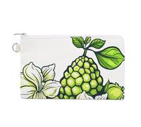 Petit portefeuille fin en toile avec fermeture éclair et porte-clés - Style nature - Imprimé nature - Petite pochette à fermeture éclair, Fruit vert du Pentagone, Taille unique, Motif :