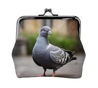 Petit portefeuille gris pigeon pour femme, porte-monnaie pour femme, petit portefeuille pour femme, avec fermeture éclair et verrou de baiser, noir, One Size, Art déco