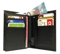 LOLUNA® Petit Portefeuille Classique en Cuir Vachette, Souple et Compact, 2 Volets Pratique pour Placer permis - identité - Cartes - Billet - Monnaie - Idée Cadeau pour Homme et Femme - Noir