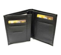 Petit portefeuille homme slim souple, 2 volets pour placer permis, identité, cartes, billet, monnaie - Idée cadeau -Noir-LOLUNA®