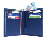 LOLUNA® Petit Portefeuille Classique en Cuir Vachette, Souple et Compact, 2 Volets Pratique pour Placer permis - identité - Cartes - Billet - Monnaie - Idée Cadeau pour Homme et Femme - Bleu Marine