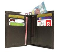 Petit Portefeuille mince cuir avec porte monnaie fermeture eclair - Mince, compact, identité, permis, cartes, billet-Brun-LOLUNA®