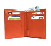 Petit Portefeuille mince cuir avec porte monnaie fermeture eclair - Mince, compact, identité, permis, cartes, billet-Orange-LOLUNA®