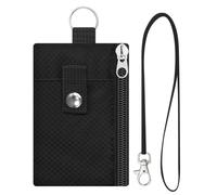 Petit Portefeuille Minimaliste avec fenêtre d'identité, Petit Portefeuille Minimaliste avec Fenêtre pour Carte d'identité, Portefeuille Zippé Etanche pour Cartes d'identité, Noir