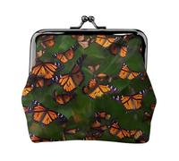 Petit portefeuille Monarch Butterflly pour femme, porte-monnaie pour femme, petit portefeuille pour femme, avec fermeture éclair et verrou de baiser, noir, One Size, Art déco