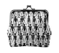 Petit portefeuille noir avec motif tête de mort florale pour femme, petit portefeuille pour femme, avec fermeture éclair et fermeture à baiser, noir, taille unique, art déco, Noir , Taille unique, Art