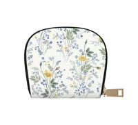 Petit portefeuille pour cartes de crédit en cuir avec fermeture éclair et roses bleues pour homme et femme, petit portefeuille pour voyage, blanc, Taille unique