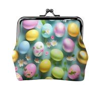 Petit portefeuille pour femme avec fermeture éclair et verrou « Happy Easter Holiday », noir, One Size, Art déco