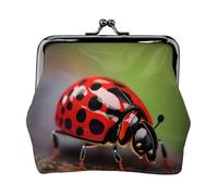 Petit portefeuille pour femme avec motif coccinelle rouge, portefeuille pour femme, petit portefeuille pour femme, avec fermeture éclair et verrou de baiser, noir, One Size, Art déco