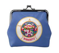 Petit portefeuille pour femme, avec motif drapeau de l'État du Minnesota, porte-monnaie pour femme, petit portefeuille pour femme, avec fermeture éclair et verrou de baiser, noir, One Size, Art déco