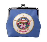 Petit portefeuille pour femme, avec motif drapeau de l'État du Minnesota, porte-monnaie pour femme, petit portefeuille pour femme, avec fermeture éclair et verrou de baiser, noir, One Size, Art déco