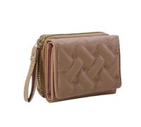 Petit portefeuille pour femme - Design élégant brodé avec élément en forme de cœur, organiseur de cartes compact à trois volets, cuir synthétique, fermeture éclair, portable, multicolore, Multicolore