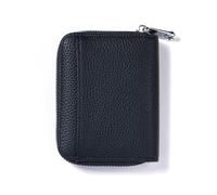 Petit portefeuille pour femme en polyuréthane avec blocage RFID, poche pour pièces de monnaie, fermeture éclair, porte-cartes de crédit, pochette à monnaie, Noir , Pochette à monnaie