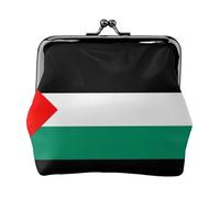 Petit portefeuille pour femme, motif drapeau de la Palestine, porte-monnaie pour femme, petit portefeuille pour femme, avec fermeture éclair et fermeture à baiser, noir, taille unique, art déco, Noir