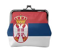 Petit portefeuille pour femme, motif drapeau de la Serbie, porte-monnaie pour femme, avec fermeture éclair et fermeture à baiser, noir, taille unique, art déco, Noir , Taille unique, Art Déco