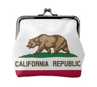 Petit portefeuille pour femme, motif drapeau de l'État de Californie, porte-monnaie pour femme, petit portefeuille pour femme, avec fermeture éclair et fermeture à baiser, noir, taille unique, art