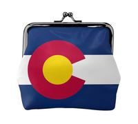 Petit portefeuille pour femme, motif drapeau de l'État du Colorado, porte-monnaie pour femme, petit portefeuille pour femme, avec fermeture éclair et fermeture à baiser, noir, taille unique, art déco,