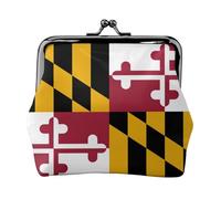 Petit portefeuille pour femme, motif drapeau de l'État du Maryland, porte-monnaie pour femme, petit portefeuille pour femme, avec fermeture éclair et fermeture à baiser, noir, taille unique, art déco,